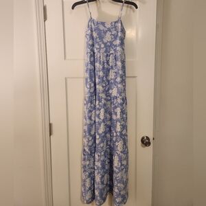 Blue and White Floral Maxi Dress